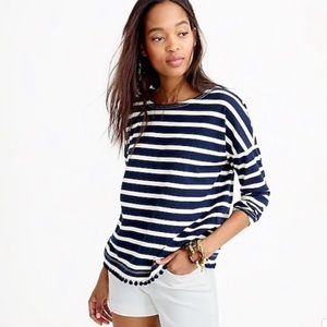 J. Crew Striped Pom Pom Shirt
